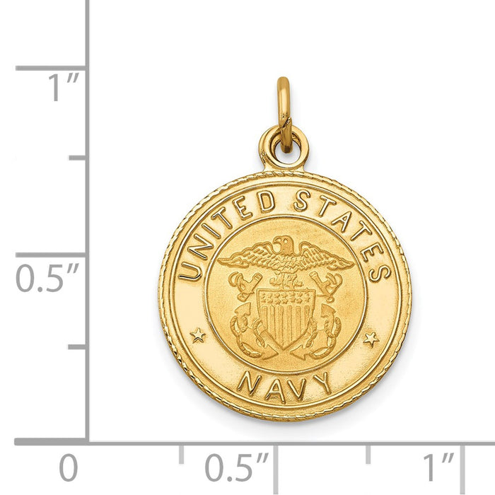 Million Charms 14K Yellow Gold Themed U.S. Navy Insignia Disc Pendant