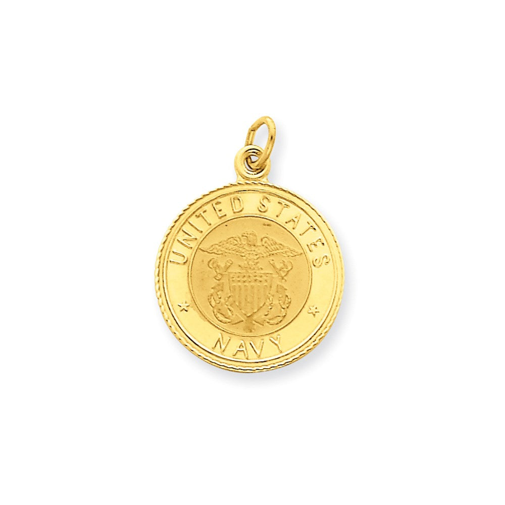 Million Charms 14K Yellow Gold Themed U.S. Navy Insignia Disc Pendant