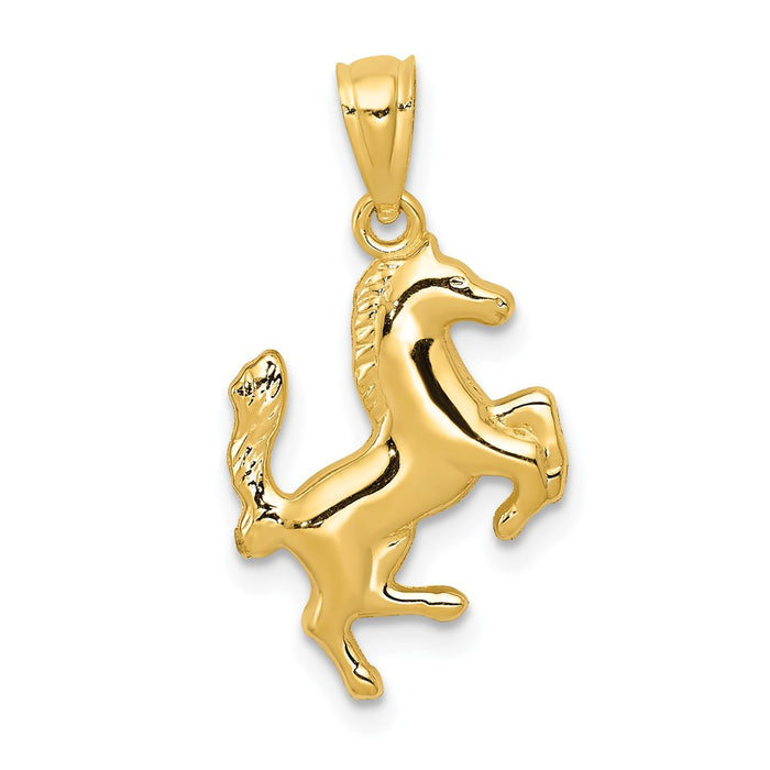 Million Charms 14K Yellow Gold Themed Trotting Horse Pendant