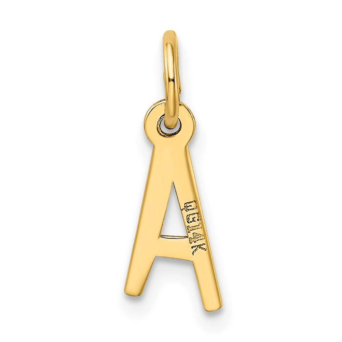 Million Charms 14K Yellow Gold Themed Small Slanted Block Alphabet Letter Initial A Charm