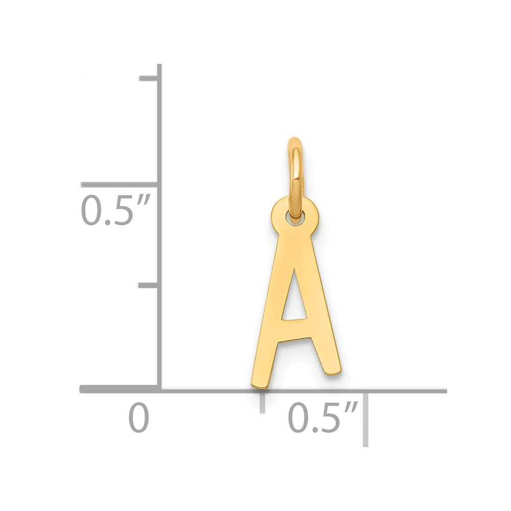 Million Charms 14K Yellow Gold Themed Small Slanted Block Alphabet Letter Initial A Charm