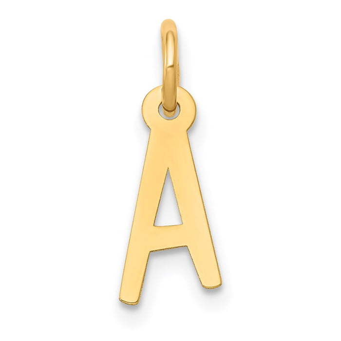 Million Charms 14K Yellow Gold Themed Small Slanted Block Alphabet Letter Initial A Charm