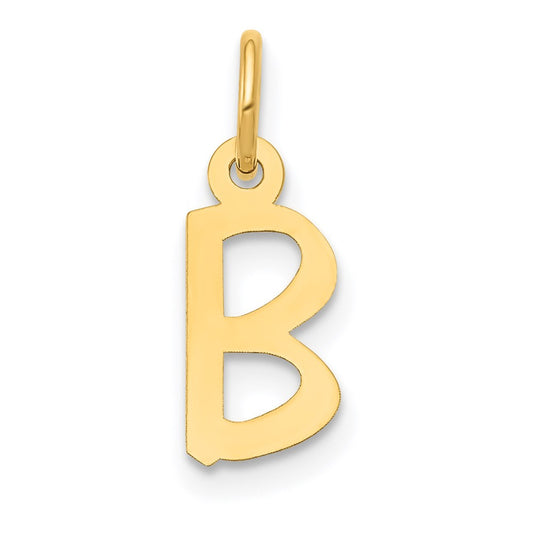 Million Charms 14K Yellow Gold Themed Small Slanted Block Alphabet Letter Initial B Charm