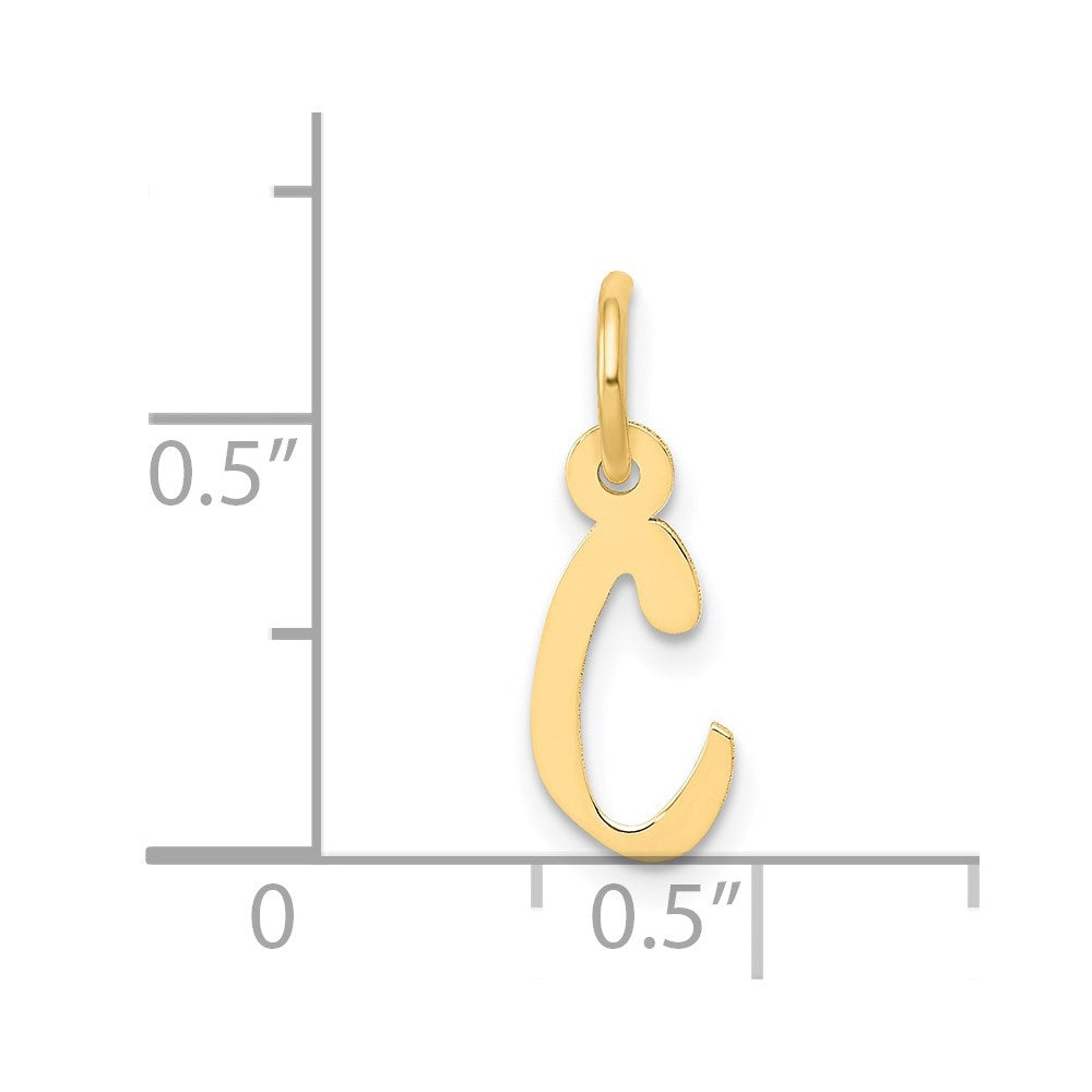 Million Charms 14K Yellow Gold Themed Small Slanted Block Alphabet Letter Initial C Charm