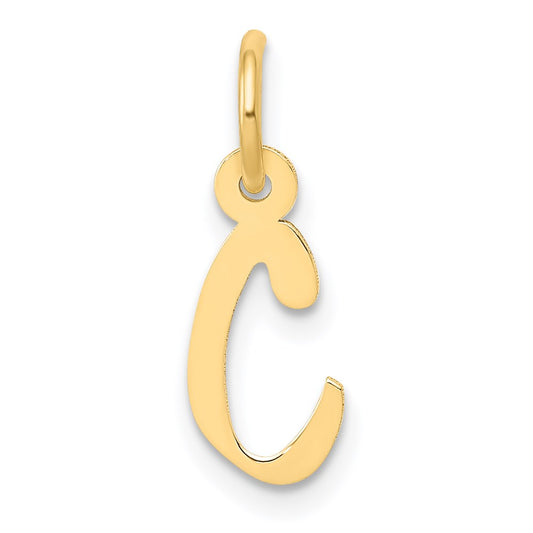 Million Charms 14K Yellow Gold Themed Small Slanted Block Alphabet Letter Initial C Charm