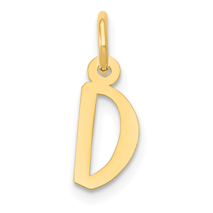 Million Charms 14K Yellow Gold Themed Small Slanted Block Alphabet Letter Initial D Charm