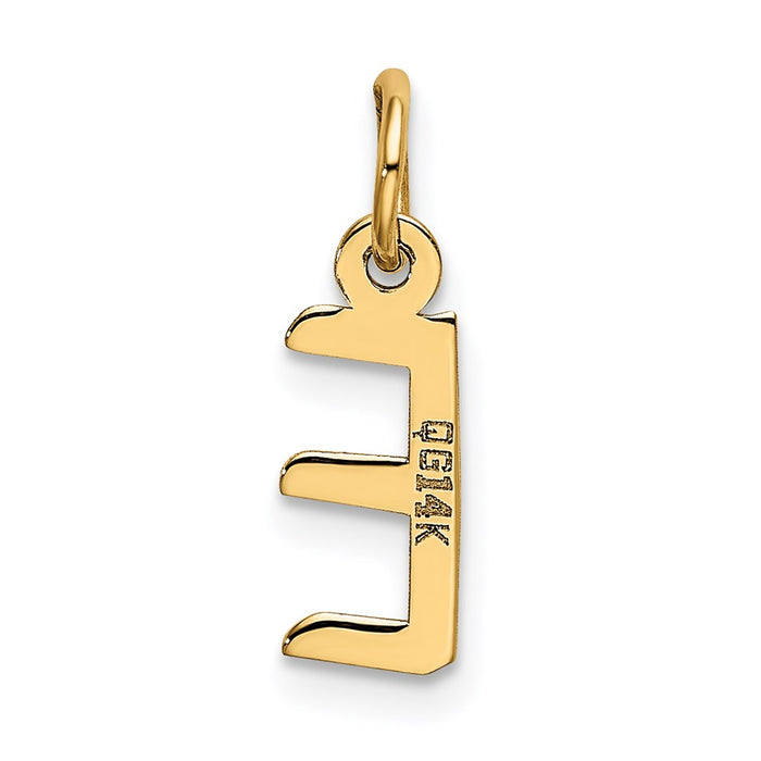 Million Charms 14K Yellow Gold Themed Small Slanted Block Alphabet Letter Initial E Charm