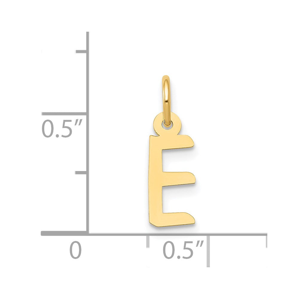 Million Charms 14K Yellow Gold Themed Small Slanted Block Alphabet Letter Initial E Charm