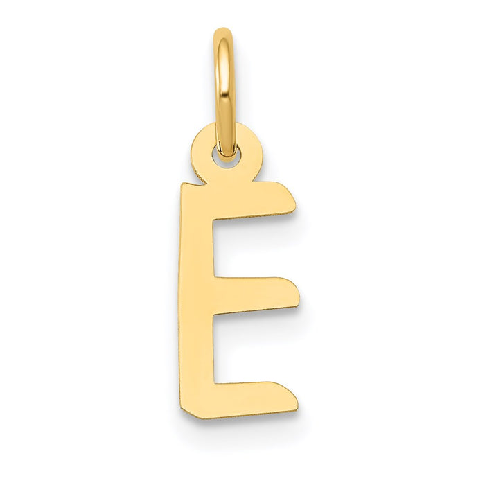Million Charms 14K Yellow Gold Themed Small Slanted Block Alphabet Letter Initial E Charm