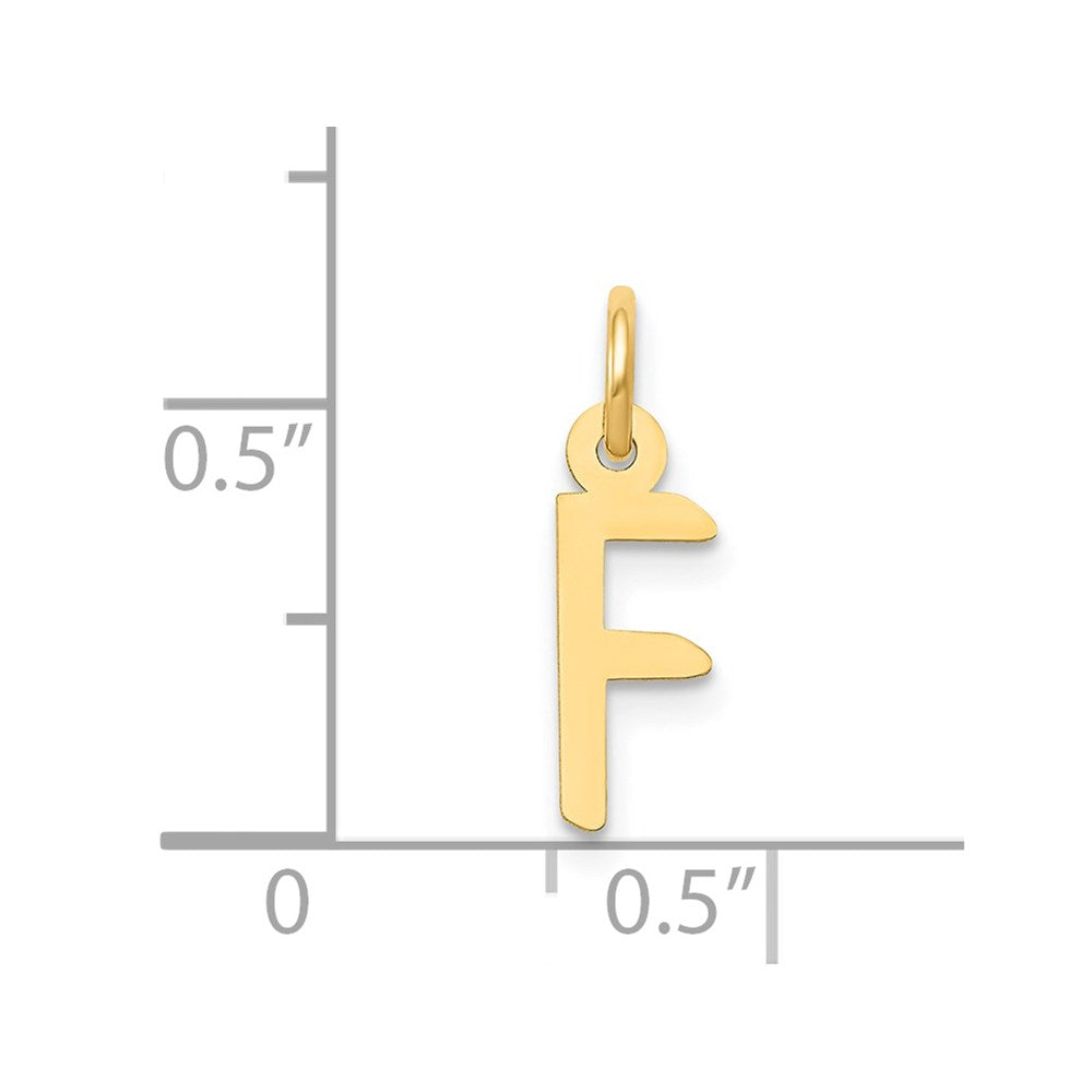 Million Charms 14K Yellow Gold Themed Small Slanted Block Alphabet Letter Initial F Charm