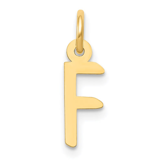 Million Charms 14K Yellow Gold Themed Small Slanted Block Alphabet Letter Initial F Charm