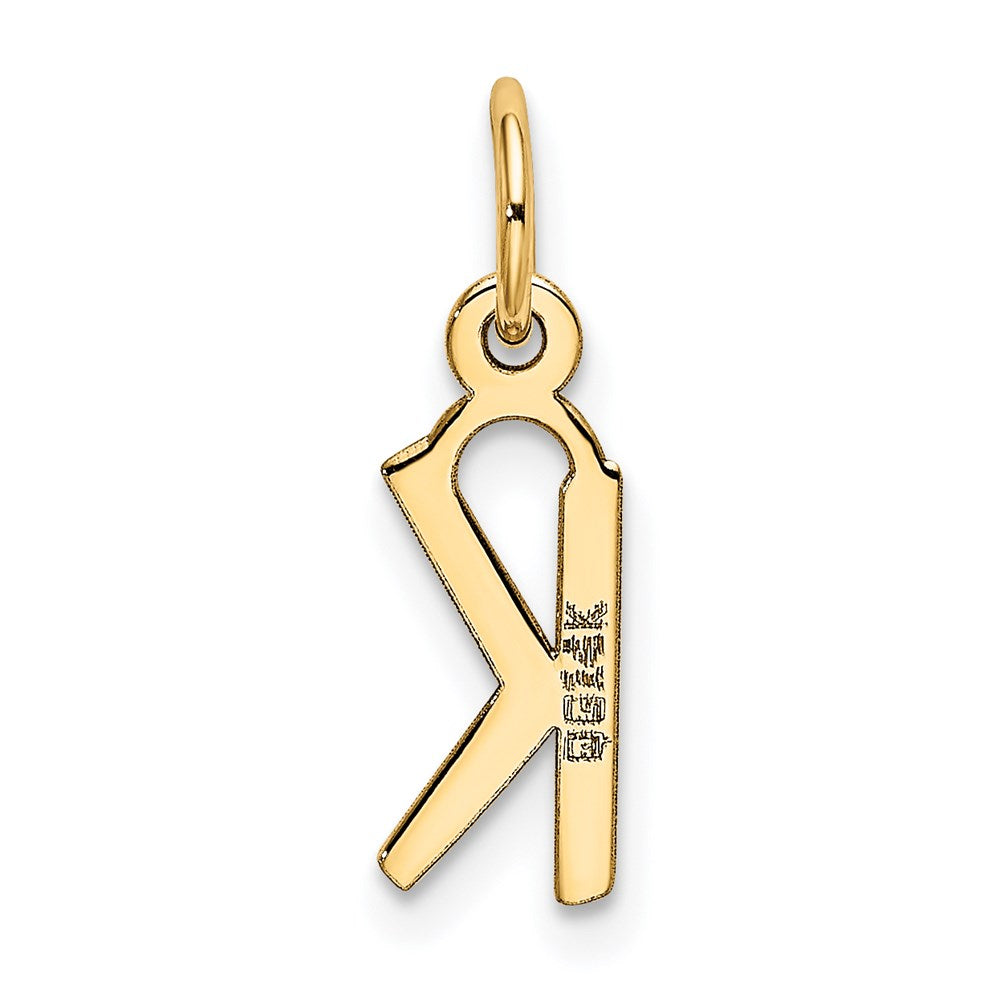 Million Charms 14K Yellow Gold Themed Small Slanted Block Alphabet Letter Initial K Charm