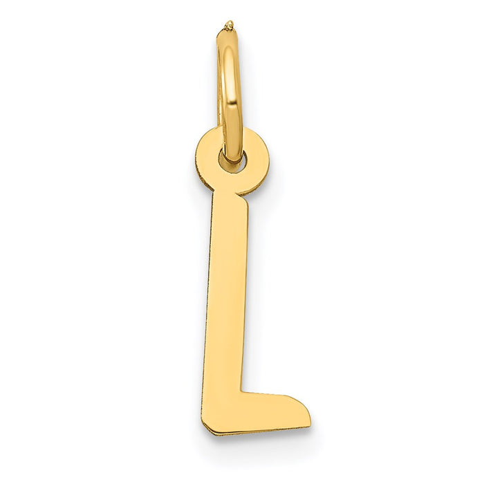 Million Charms 14K Yellow Gold Themed Small Slanted Block Alphabet Letter Initial L Charm