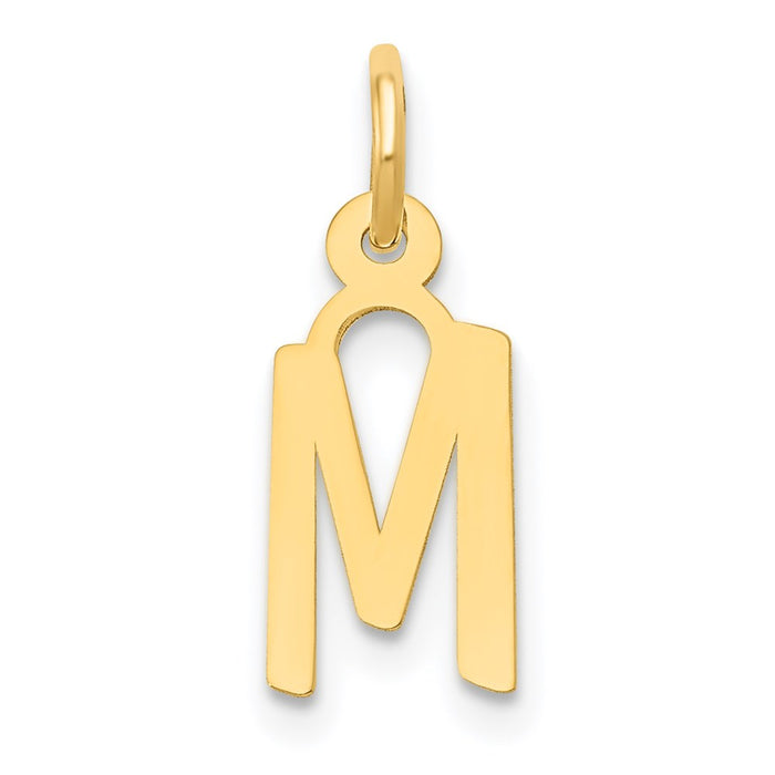 Million Charms 14K Yellow Gold Themed Small Slanted Block Alphabet Letter Initial M Charm