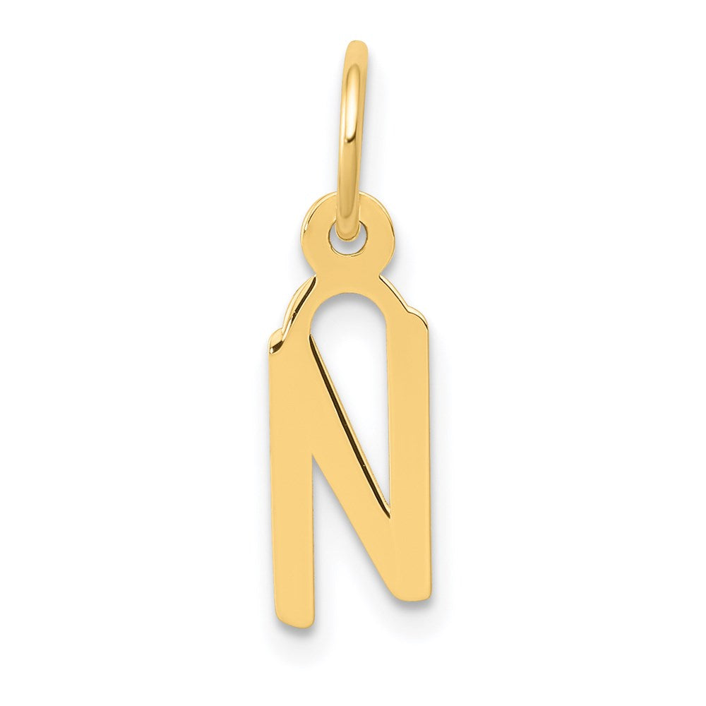 Million Charms 14K Yellow Gold Themed Small Slanted Block Alphabet Letter Initial N Charm
