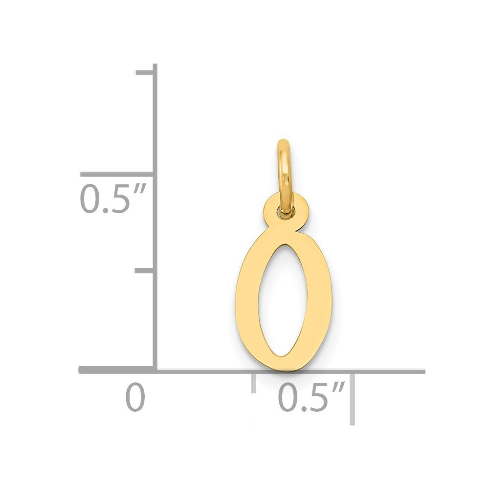 Million Charms 14K Yellow Gold Themed Small Slanted Block Alphabet Letter Initial O Charm