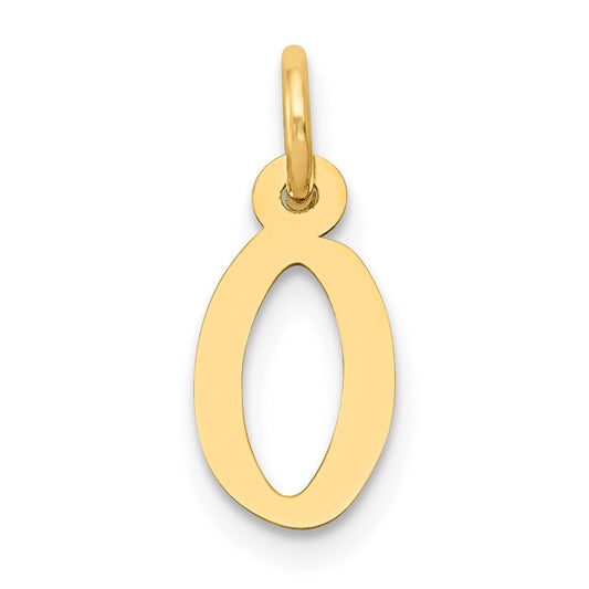 Million Charms 14K Yellow Gold Themed Small Slanted Block Alphabet Letter Initial O Charm