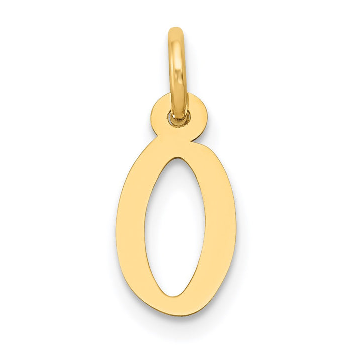 Million Charms 14K Yellow Gold Themed Small Slanted Block Alphabet Letter Initial O Charm