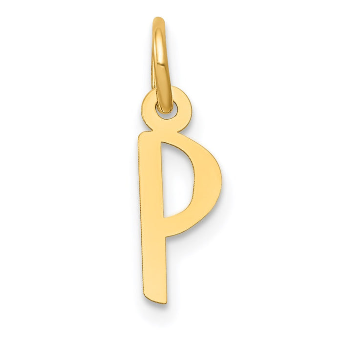 Million Charms 14K Yellow Gold Themed Small Slanted Block Alphabet Letter Initial P Charm