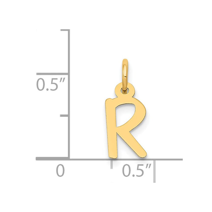 Million Charms 14K Yellow Gold Themed Small Slanted Block Alphabet Letter Initial R Charm