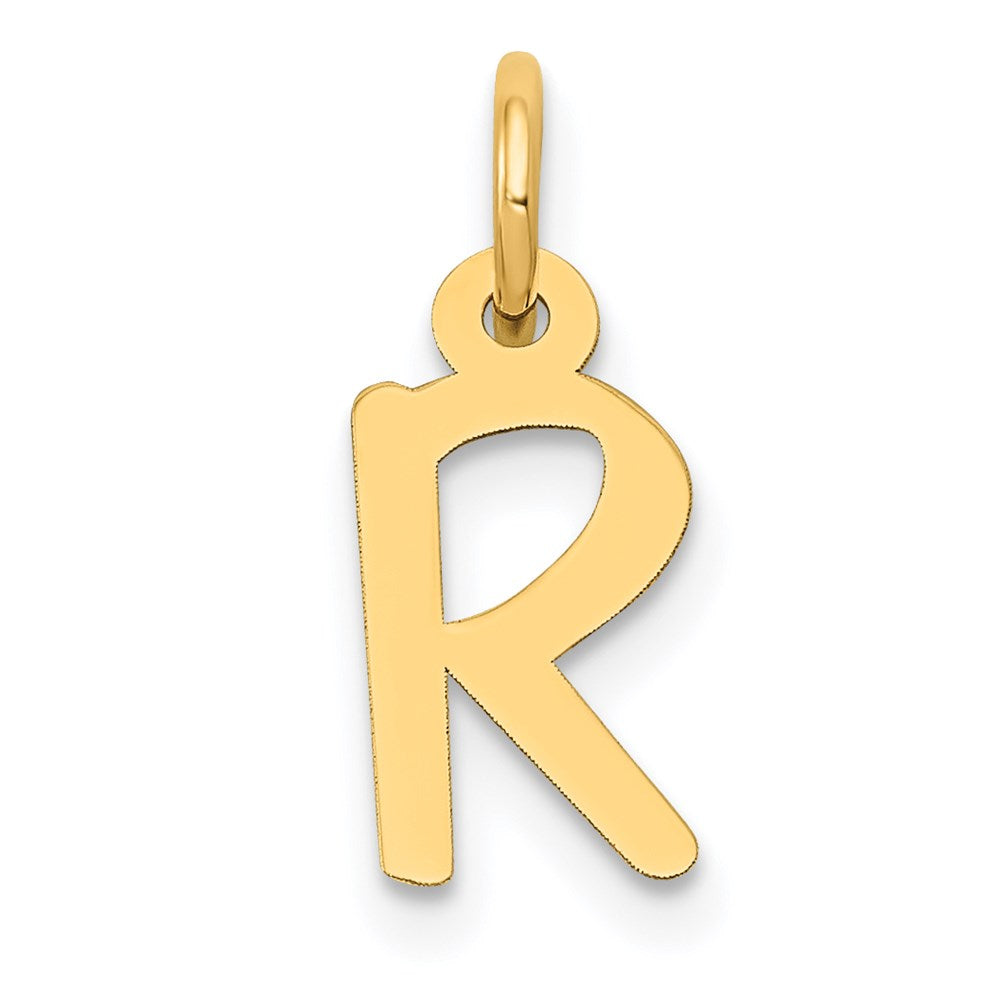 Million Charms 14K Yellow Gold Themed Small Slanted Block Alphabet Letter Initial R Charm