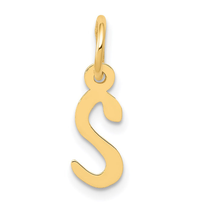 Million Charms 14K Yellow Gold Themed Small Slanted Block Alphabet Letter Initial S Charm
