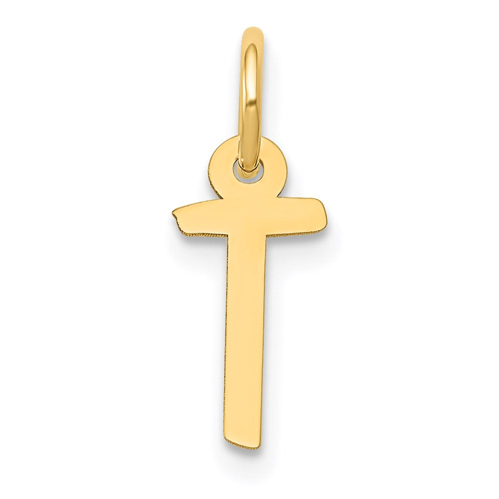 Million Charms 14K Yellow Gold Themed Small Slanted Block Alphabet Letter Initial T Charm