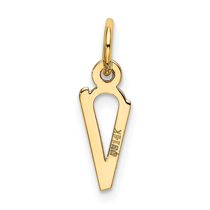Million Charms 14K Yellow Gold Themed Small Slanted Block Alphabet Letter Initial V Charm