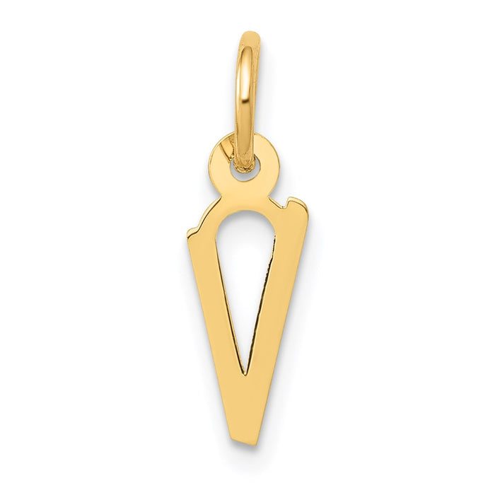 Million Charms 14K Yellow Gold Themed Small Slanted Block Alphabet Letter Initial V Charm