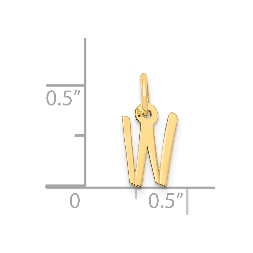 Million Charms 14K Yellow Gold Themed Small Slanted Block Alphabet Letter Initial W Charm