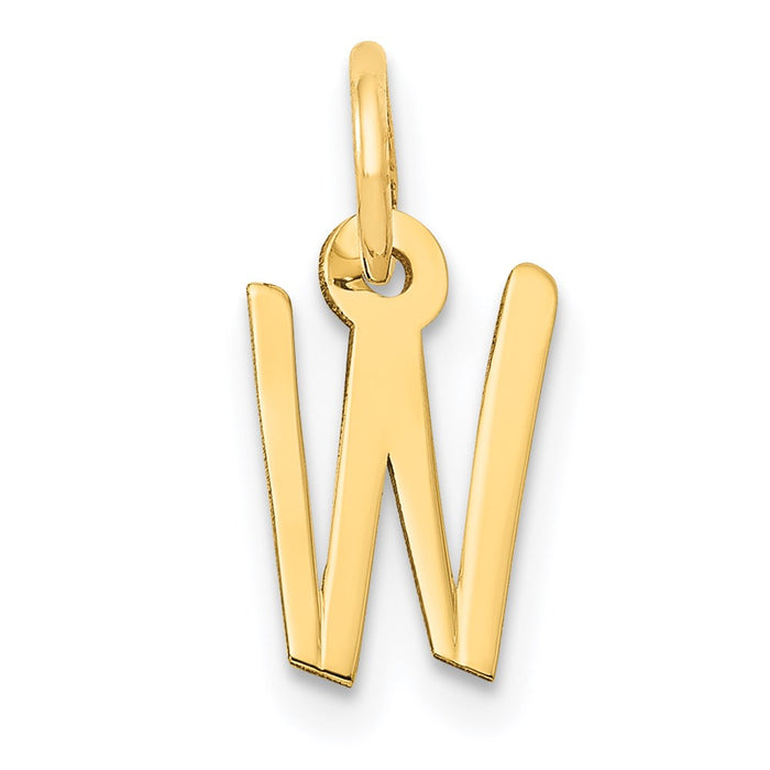 Million Charms 14K Yellow Gold Themed Small Slanted Block Alphabet Letter Initial W Charm
