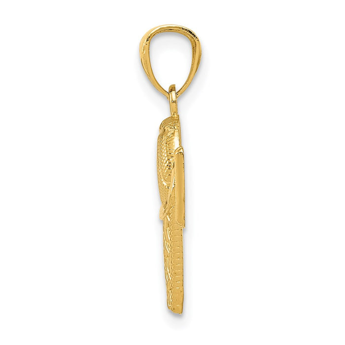 Million Charms 14K Yellow Gold Themed Sports Basketball In The Net Pendant