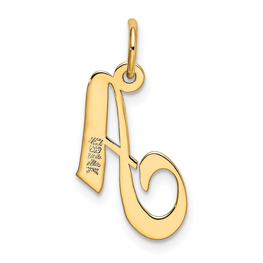 Million Charms 14K Yellow Gold Themed Small Fancy Script Alphabet Letter Initial A Charm