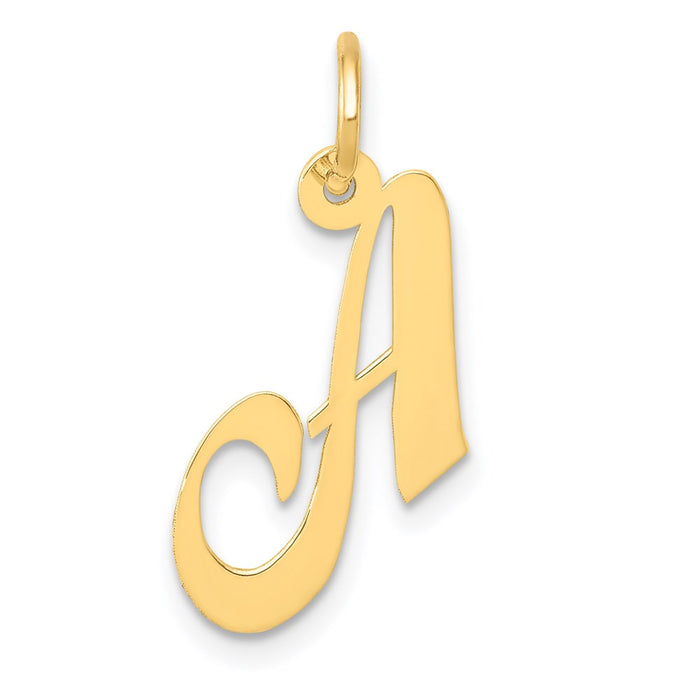 Million Charms 14K Yellow Gold Themed Small Fancy Script Alphabet Letter Initial A Charm