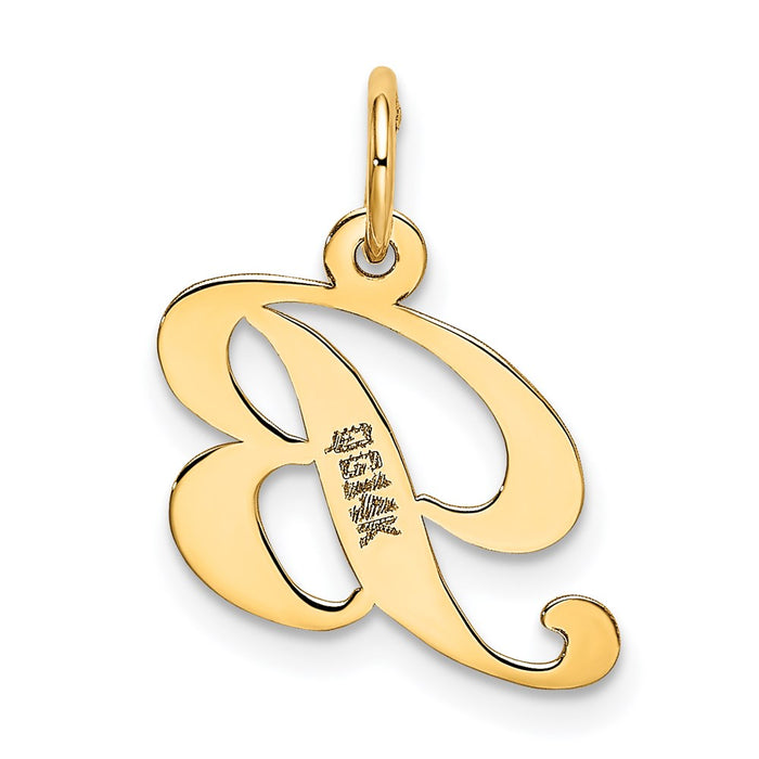 Million Charms 14K Yellow Gold Themed Small Fancy Script Alphabet Letter Initial B Charm