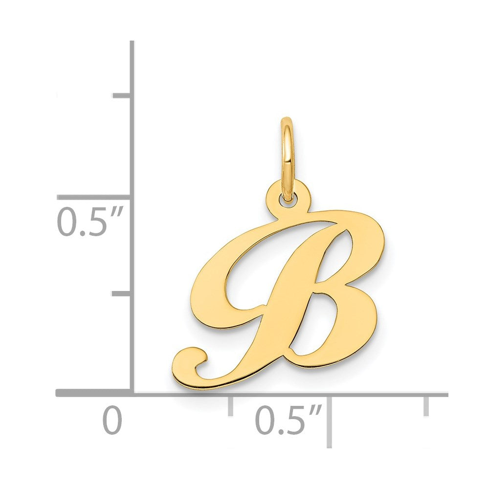 Million Charms 14K Yellow Gold Themed Small Fancy Script Alphabet Letter Initial B Charm