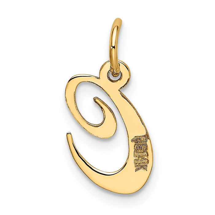 Million Charms 14K Yellow Gold Themed Small Fancy Script Alphabet Letter Initial C Charm