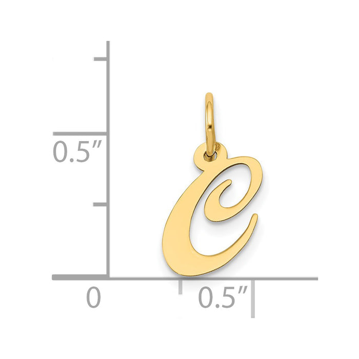 Million Charms 14K Yellow Gold Themed Small Fancy Script Alphabet Letter Initial C Charm