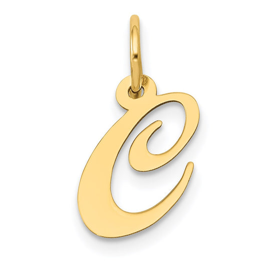 Million Charms 14K Yellow Gold Themed Small Fancy Script Alphabet Letter Initial C Charm