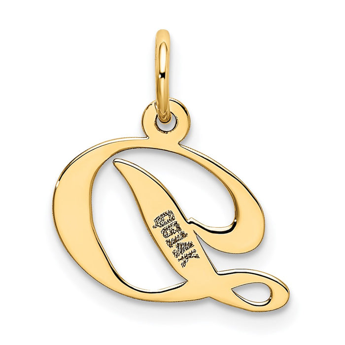 Million Charms 14K Yellow Gold Themed Small Fancy Script Alphabet Letter Initial D Charm