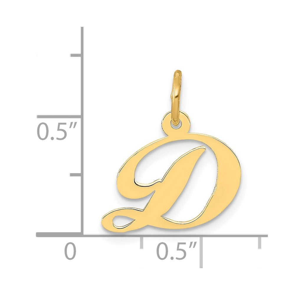 Million Charms 14K Yellow Gold Themed Small Fancy Script Alphabet Letter Initial D Charm