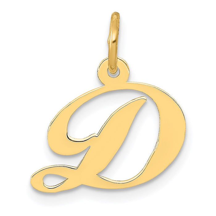 Million Charms 14K Yellow Gold Themed Small Fancy Script Alphabet Letter Initial D Charm