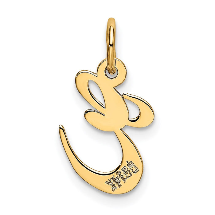 Million Charms 14K Yellow Gold Themed Small Fancy Script Alphabet Letter Initial E Charm