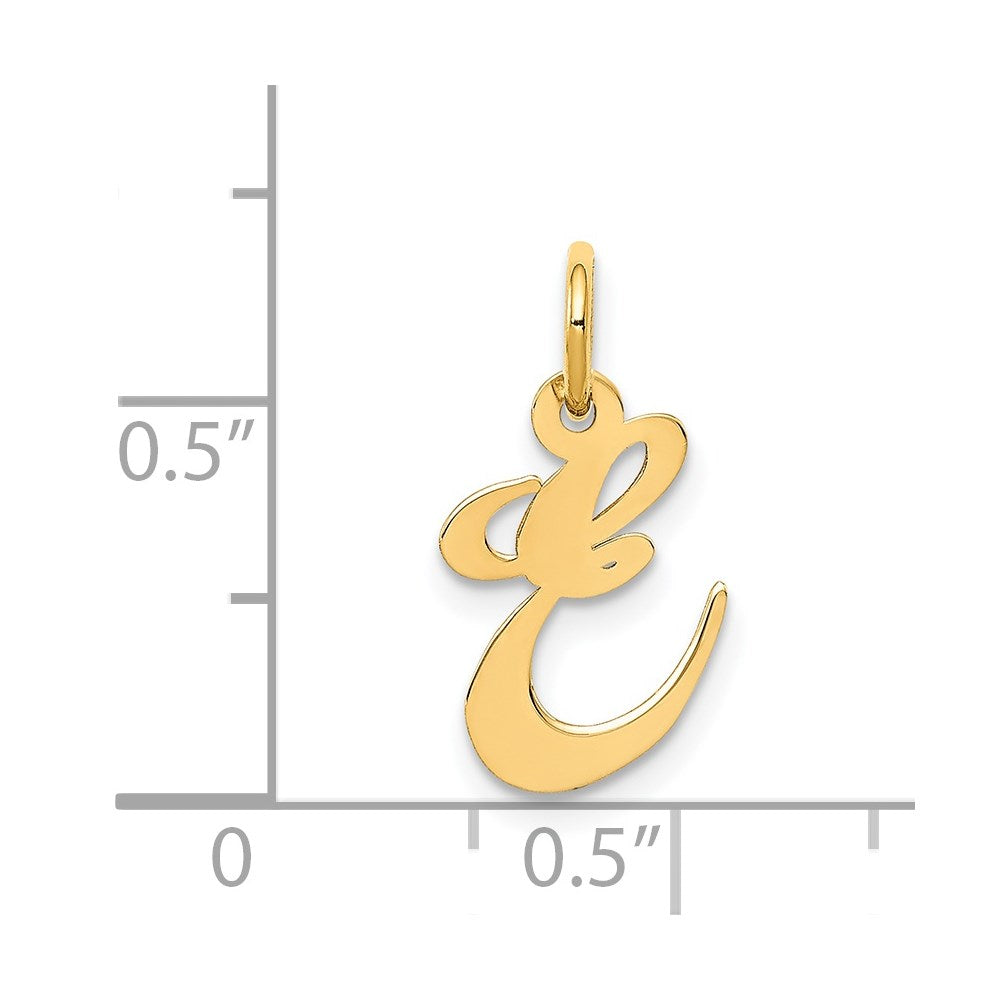 Million Charms 14K Yellow Gold Themed Small Fancy Script Alphabet Letter Initial E Charm