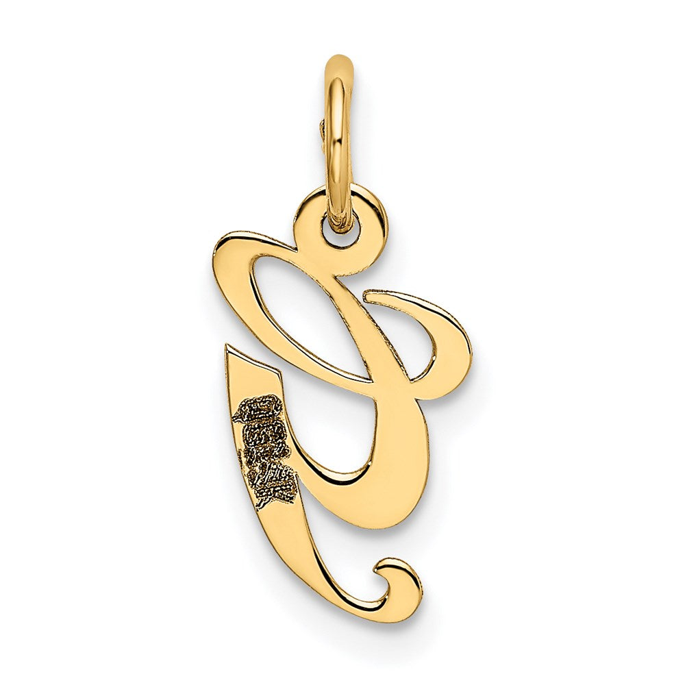 Million Charms 14K Yellow Gold Themed Small Fancy Script Alphabet Letter Initial G Charm