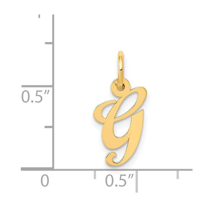 Million Charms 14K Yellow Gold Themed Small Fancy Script Alphabet Letter Initial G Charm