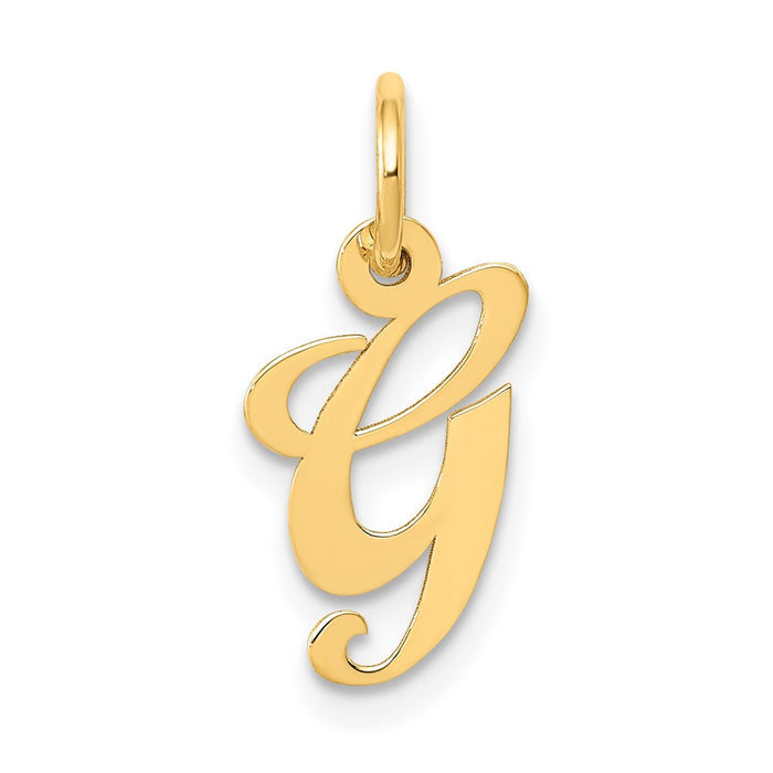 Million Charms 14K Yellow Gold Themed Small Fancy Script Alphabet Letter Initial G Charm