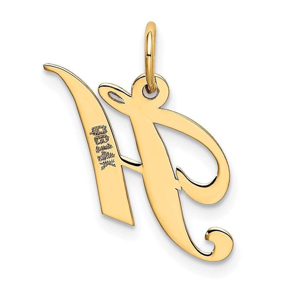 Million Charms 14K Yellow Gold Themed Small Fancy Script Alphabet Letter Initial H Charm