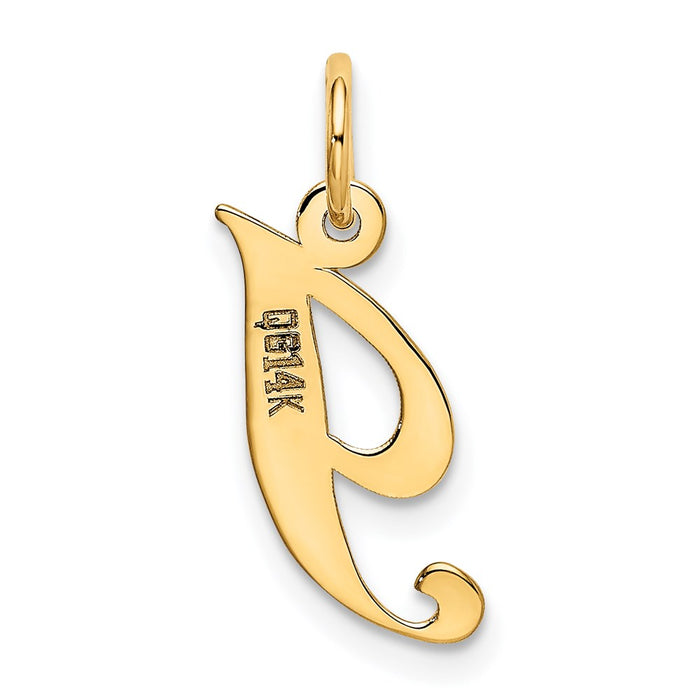 Million Charms 14K Yellow Gold Themed Small Fancy Script Alphabet Letter Initial I Charm