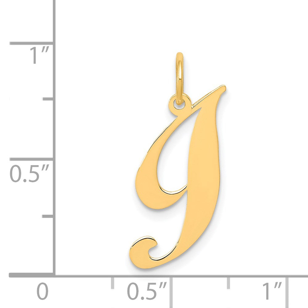 Million Charms 14K Yellow Gold Themed Small Fancy Script Alphabet Letter Initial I Charm